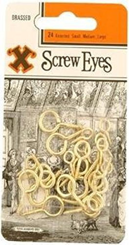 X Assorted Screw Eyes Brass Plated 24 Pack Blister 12842