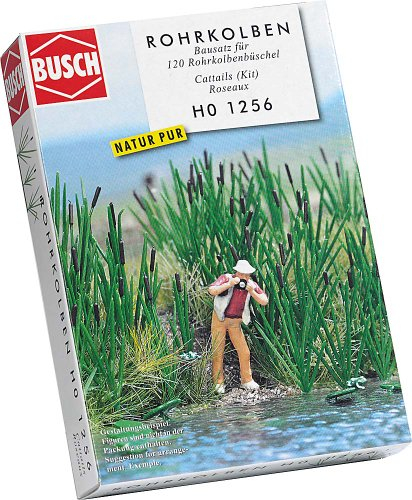 BUSCH 1256 H0 Gräser und Rohrkolben Bausatz, grün
