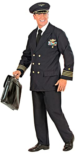 W WIDMANN MILANO Party Fashion - Pilot Herren Kostüm Set | Airline Verkleidung mit Jacke, Hose und Mütze für Karneval und Mottoparty