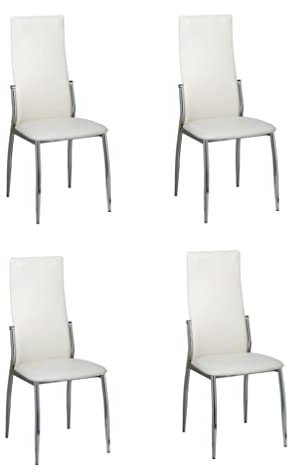 vidaXL Esszimmerstühle 4 STK. Weiß Kunstleder