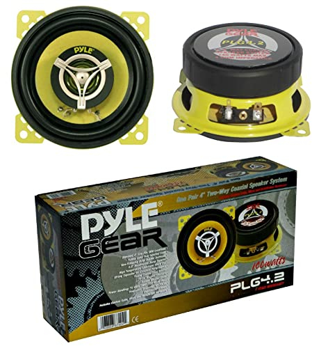 Pyle 2 2-Weg-KOAXIAL Lautsprecher PLG4.2 PLG 4.2 gelb 10 cm 4 70 watt rms 140 watt max für Standard autotürgehäuse, pro Paar