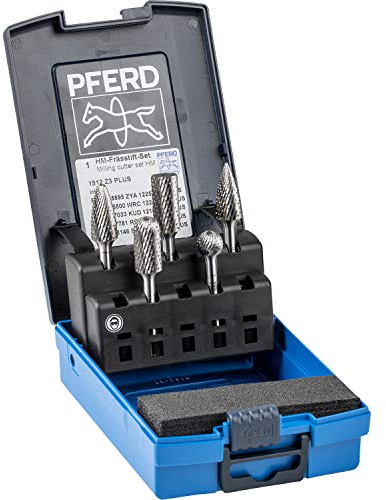 PFERD HM-Frässtift-Set, 5-teilig, Zahnung 3 PLUS, Schaft-ø 6 mm, 21901512 – für universelle Anwendungen auf den wichtigsten industriell verwendeten Werkstoffen