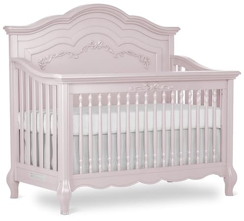 Evolur Aurora 5-in-1 Convertible Full Size Baby Crib, Blush Pink