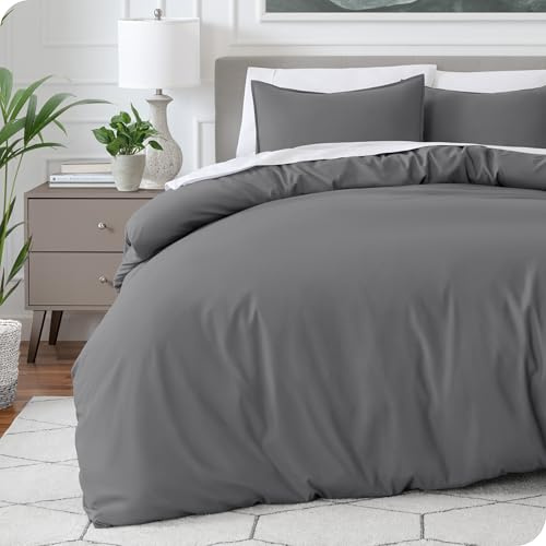 Bare Home Bedding Duvet Cover King Size - Premium 1800 Super Soft Collection - Lightweight, Cooling - Soft Breathable Bedding Duvet Cover (King, Grey)