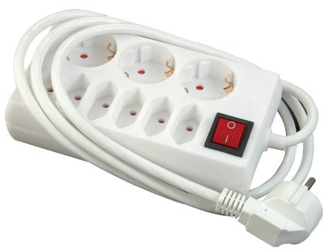 UNITEC Tischsteckdose mit Stecker Schalter, 3 und 6-Fach, 1.4 m, H05VV-F3G1.5 mm², weiß