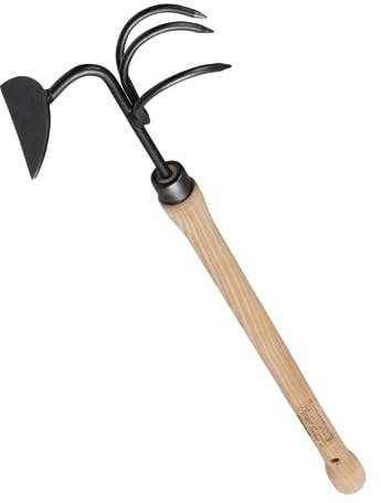 De Wit Gardener's Supply Company Lifetime Raised Bed Cultivator & Long-Handled Garden Hoe | High Carbon Boron Steel Gardening Tool - 18 Handle