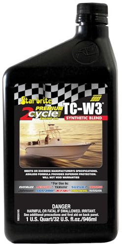 STAR BRITE Premium 2-Cycle Engine Oil TC-W3 - High-Grade Synthetic Blend for All 2-Stroke Engines