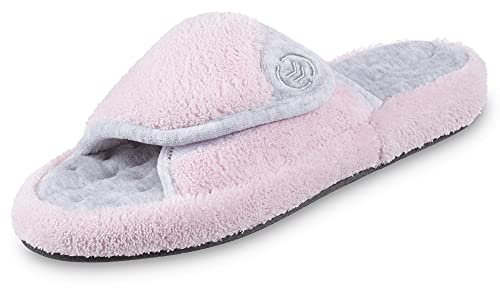 Isotoner Pantoufles en Terry Spa pour femme avec mousse à mémoire de forme pour un confort intérieur et extérieur, Rose pétal, 39/40 EU