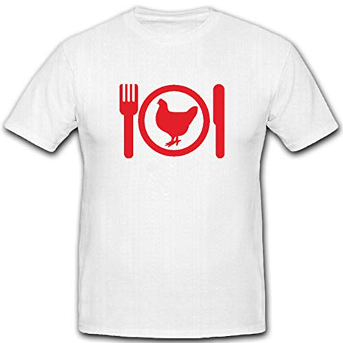 Poules Esser Assiette couteau fourchette poulet poulet repas Déjeuner – T-Shirt # 4528 - Blanc - Medium