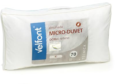 Velfont - Almohada Microduvet 70 cm, con Doble Relleno: plumón y Microfibra