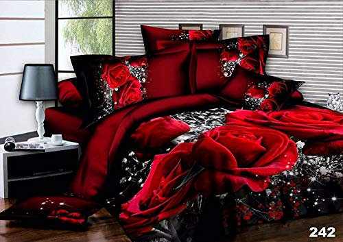 3D 4 Piece Beautiful Printed Multi Designs Duvet/Quilt Cover Complete Bedding Sets (242, King)