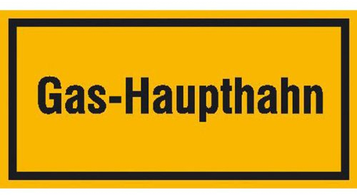 Betriebsausstattung24 Gas-Haupthahn - Aluminium, geprägt - Größe: 30,0 x 20,0 cm - Hinweisschild Betriebskennzeichnung