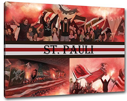 Ultras St. Pauli, Bild auf Leinwand XXL, fertig gerahmt, 100 x 70 cm