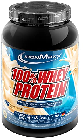 IronMaxx 100% Whey Protein Powder - French Vanilla 900g lata | proteína de suero de leche en polvo soluble en agua y bajo en azúcar | muchos sabores diferentes