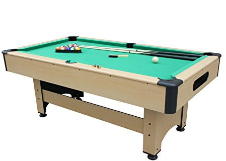 CONCEPT USINE | Billard Américain Bois Clair Chicago | Design Contemporain | Tapis Vert | Bordures Capitonnées | Pieds Réglable | Accessoires de Qualité Inclus | Idée Cadeau Jeu, Famille et Décoration