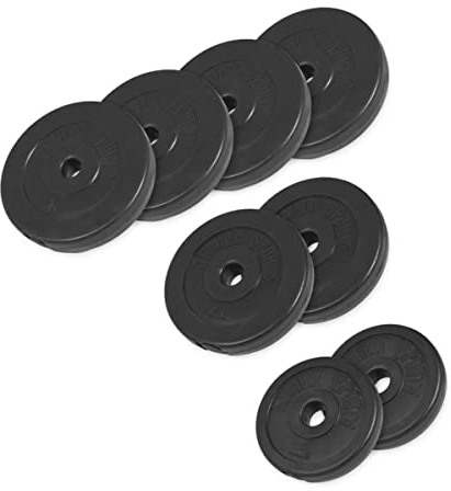 GORILLA SPORTS® Hantelscheiben - Einzeln/Set, 1,25kg, 2,5kg, 5kg, 7,5kg, 10kg, 15kg, 27,5kg, 30kg Gewichte, 30mm Bohrung, aus Kunststoff - Gewichtsscheiben, Hantelscheiben-Set, Hanteln