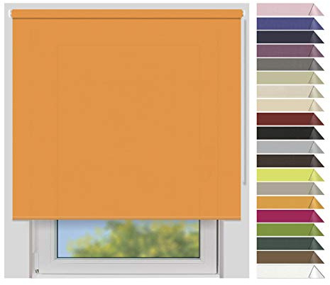EFIXS Sichtschutzrollo Medium - Rollos nach Maß - 25 mm Rollowelle - Stoffbreite bis 240 cm, Höhe bis 240 cm - Hier: bis 140 cm x 150 cm (BxH) - orange (5034) - mit & ohne Bohren