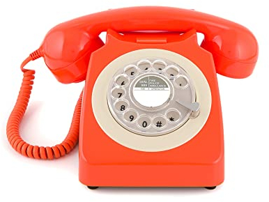 GPO 746ROTARYORA Retro Telefon mit Wählscheibe im 70er Jahre Design Orange