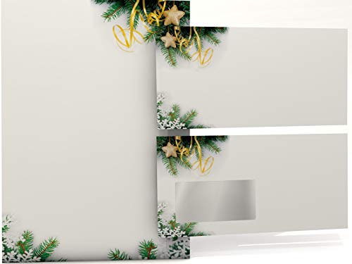 Weihnachtsbriefpapier Set | Tannenzweige | 20 Blatt Motivpapier A4 | 20 Briefumschläge OHNE FENSTER im DIN LANG-Format | Briefpapier Set