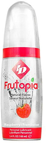 ID Lubricants Frutopia Personal Lubricant - Raspberry Flavored, Water Based Lube, 3.4 Fl Oz Bottle, Silver