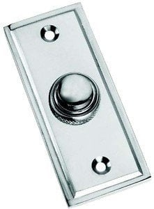 Polished Chrome Rectangular Victorian style Door Bell Push / Switch (PC183)