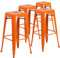 Flash Furniture Barhocker, kommerzielle Qualität, 76 cm hoch, ohne Rückenlehne, Metall, für Innen- und Außenbereich, quadratische Sitzfläche, Kunststoff, Gummi, orange, 4 Stück