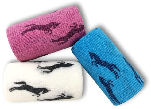 LisaCare Haftbandage selbstklebend - 3er Set - 10cm x 4,5m - elastische Bandage - Pferde - Hufverband - elastische Binde dehnbar, atmungsaktiv & ohne Kleber