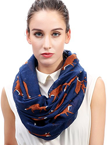 Lina & Lily Fuchs Fox Damen Loop Schal Schlauchschal (Blau)