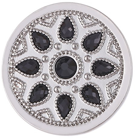 Morella Damen Coin 33 mm Blumenornament Silber schwarz