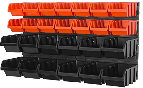 Storage Bins with Wall Mounted Panel - 24 Bins in 2 Sizes, More Combinations Available