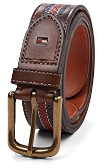 Tommy Hilfiger Men's Casual Belt, Tan/Navy/Red, 38