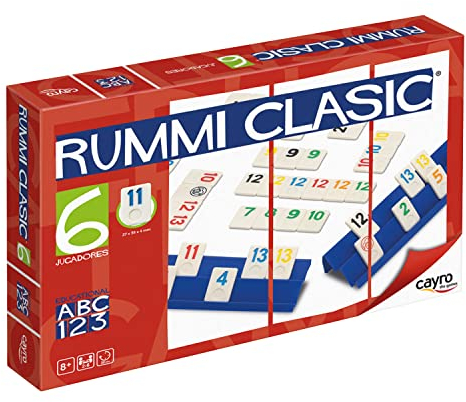 Cayro – Rummi – ab 8 Jahren – klassisches Modell – lustige Brettspiele für Kinder und Erwachsene – 159 Teile, 1 Stofftasche und 6 Ständer – 2 bis 6 Spieler