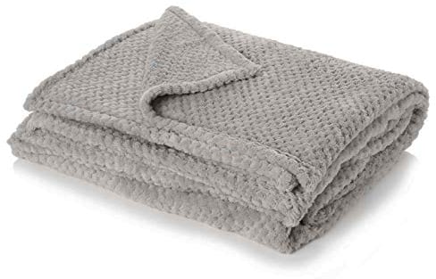 DREAMSCENE Luxus Waffel Honeycomb Warm hinüberwerfen Sofa Bett Decke 125 x 150 Silbergrau