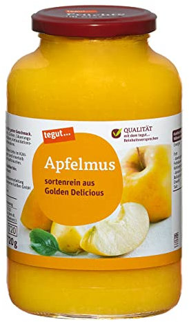 tegut... Apfelmus gezuckert, Ernte frische Äpfeln, wiederverschließbares Glas, 1 x 720 g