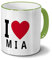 printplanet Tasse mit Namen Mia - Motiv I Love Mia - Namenstasse, Kaffeebecher, Mug, Becher, Kaffeetasse - Farbe Grün