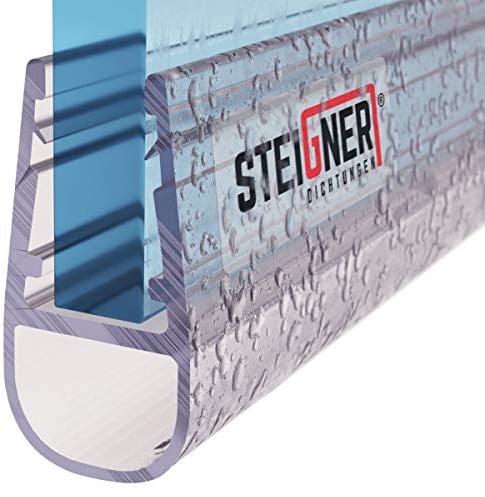 STEIGNER Joint de Douche pour paroi en Verre, 200cm, vitre 6/7/8mm, Joint d'étanchéité PVC Droit pour Les cabines de Douche réctangulaires, UK07