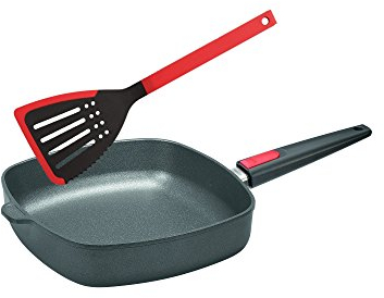 Woll, Gusspfanne Viereckig 28 cm Titanium Nowo mit JUMBO-Pfannenwender nicht induktionsfähig Pfannen-Set