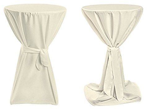 TexDeko® Stehtischhussen Premium mit Schleifenband Blickdicht für Bistrotische Bartische Tisch-Überzug Creme Ø 100cm Oeko-TEX Zertifikat