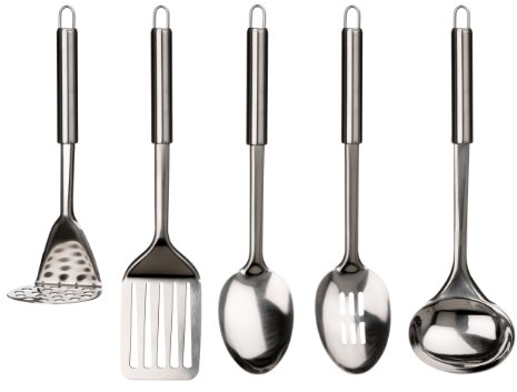 Premier Housewares - Juego de 5 Utensilios de Cocina (Acero Inoxidable)