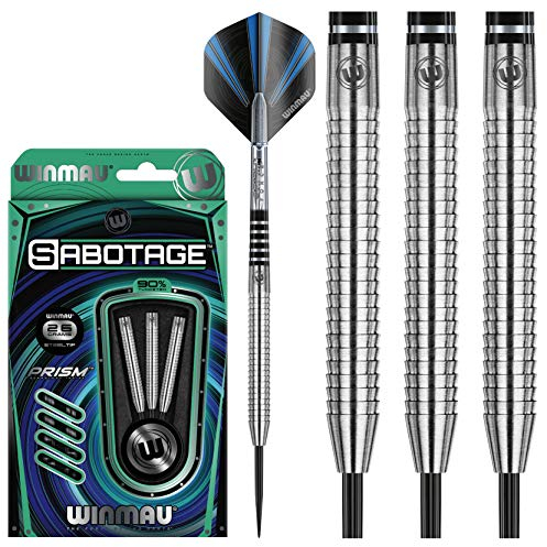WINMAU Sabotage 26g Profi Wolfram Steeltip Dartpfeile Set mit Flights und Schäfte