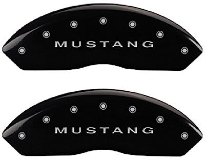 MGP Caliper Covers 10198SMBPBK Black Brake Covers Engraved with Silver Mustang/Bar & Pony (S197) (Set of 4)