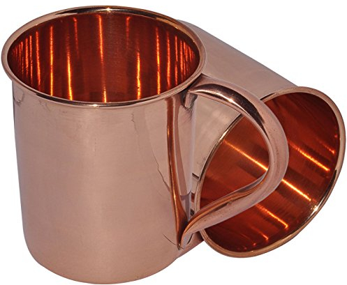 Reines Kupfer Moscow Mule Becher lackiert, Set mit 2 Tassen