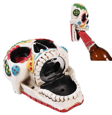 ATL Day of The Dead Skull Wall Mounted Bottle Opener Figurine Made of Polyresin