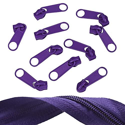 10 Reißverschluss Zipper für Endlosreißverschluss, 5mm, Farbauswahl, Farbe:lila