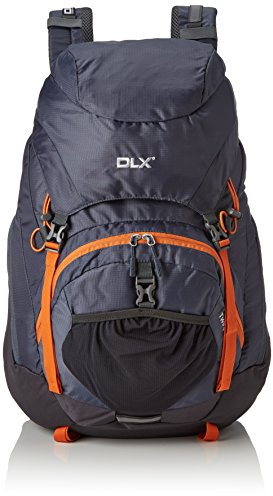 Trespass DLX Twinpeak, Flint, Rucksack 45 Liter mit Ösen für Wanderstöcke & Eispickel, Kompatibel mit Trinkblase/Wasserreservoir/Hydration Pack, Grau