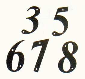 Amig - Número para Casas o Portales - Nº 5-100 x 65 mm - Para Paredes o Muros Exteriores de Viviendas - De Acero Acabado en Negro Epoxi - Estilo Forja - Incluye Tacos y Tirafondos