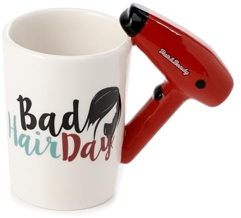 Puckator Sèche-Cheveux avec Slogan en céramique avec poignée en Forme de Tasse à café - Accessoires Amusants pour la Maison pour Petite Amie - Grande Tasse pour Hommes et Femmes Boissons Chaudes