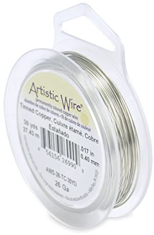 Artistic Wire Tarnish Resistant Craft Wire, Tinned Copper (Silver Color), 26 Gauge, 30 yd