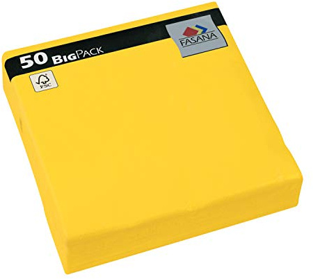 Servietten Fasana BigPack 50 Stück | 3-lagige Papierservietten in sonnengelb | Serviette 1/4-Falz Größe: 33x33 cm Dekoserviette Prägeservietten für Serviettenhalter & Spender