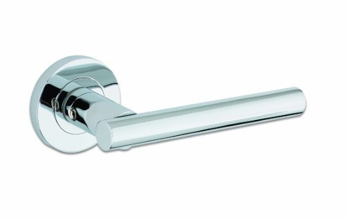 ZPZ090CP - Lucca Round Rose Lever Door Handles - Zoo Hardware Collection - Screw On Rose - Polished Chrome